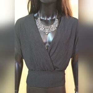 Black Blouse with Relaxed Fit & Tie Back